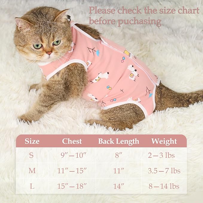 ANWA 2 Pack Cat Recovery Suit - Breathable Cat Onesie for Cats After Surgery Female, Kitten Surgery Recovery Suit Female Abdominal Wound