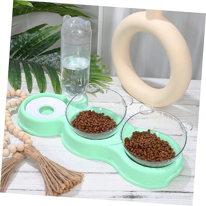 Toddmomy Elegant Cat Feeding Elevated Bowls Auto Water Feeder Sturdy Slots Tilt for Easy Eating Plastic