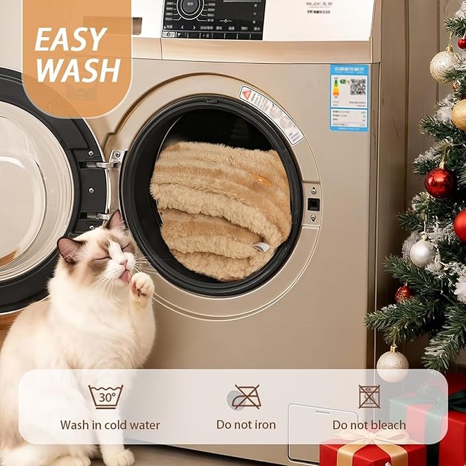 Jiupety Cat Bed for Indoor Self Warming Cat Bed Mat Ultra-Soft Cat Beds Machine Washable Pet Bed,Multifunction Folding Pet Blanket for Small Dogs and Cats Brown,26X19In