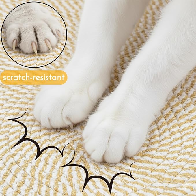 Cat Basket with Cushion, 20 Inch Cotton Rope Pet Sleeping Bed, Versatile Cozy Kitten Nesting Basket Dog Toy Organizer for Medium Large Pet, All Season Universal