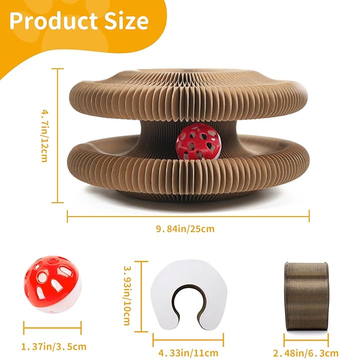 Magic Organ Cat Toy, Foldable & Reversible Infinity Style Cat Scratching Board Toy by Recycled Cardboard, Durable Interactive Cat Toys for Indoor Cats, 1 Pack, Upgrade