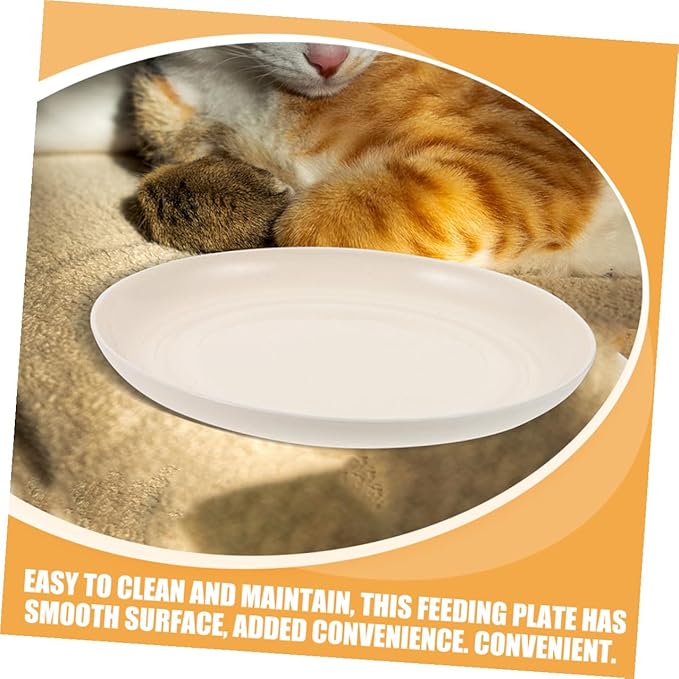 Alipis 4pcs Cat Food Bowls and Shallow Cat Plates Set Plastic 20cm Diameter Suitable for Kittens and Small Short-Legged Pet Feeding and Watering Dish Kit for Home Use