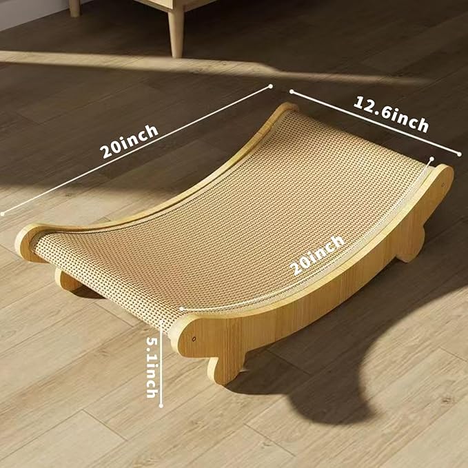 Sisal Cat Scratcher Bed for Indoor Cats Hammock for Scratching Pad Cat Chair Nartural Sisal Scratch Post for Cats Scratcher Lounge, Wooden Cat Furniture