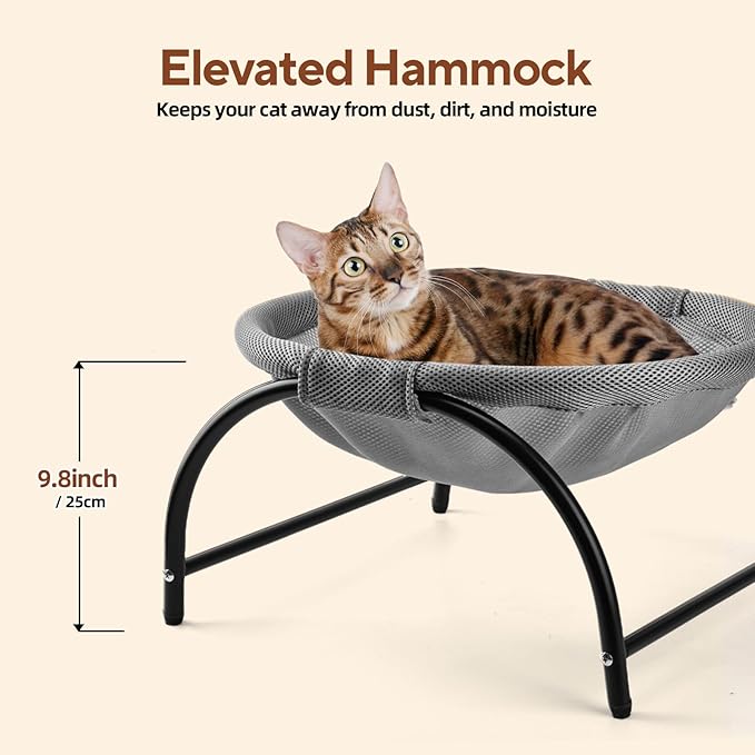 LIFLIX Raised Cat Hammock Bed, Free Standing Cat Cot with Washable Mesh, Pet Bed for for Kittens, 17.1 x 17 x 9.5 inches