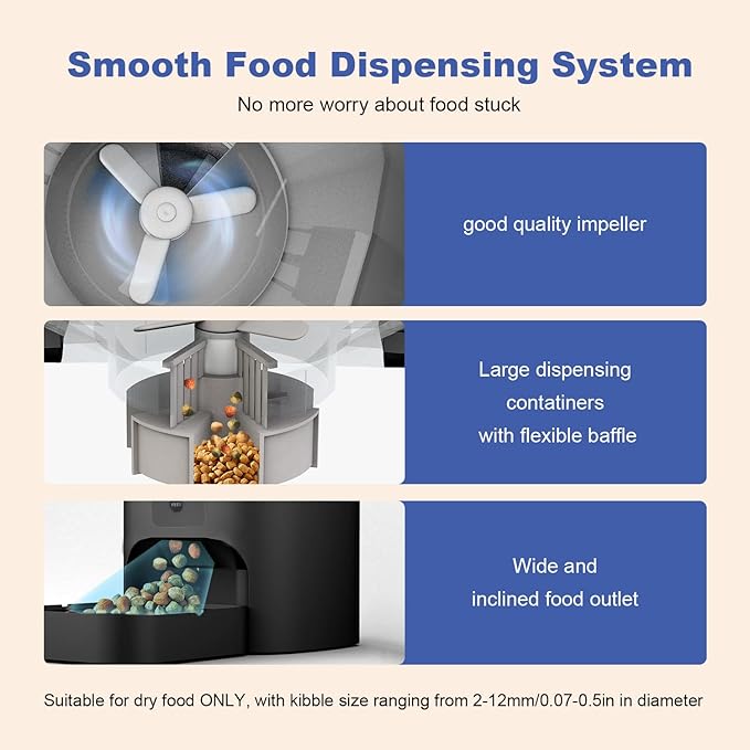 ANDOLL HOME 2.4G/5G Automatic Cat Feeder, 4L WiFi Food Dispenser with 10s Voice Recorder, Pet Feeder up to 10 Meals per Day, Timed Cat Feeder with Dry Food Sealed Ring(Matte Black, 4.0 L)