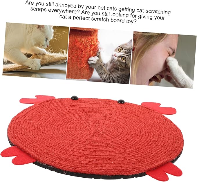 SUPVOX Crab Shaped Cat Scratch Board with Sisal Rope Indoor Cat Scratcher Cushion Natural Claw Grinding Mat for Home Play and Furniture Protection