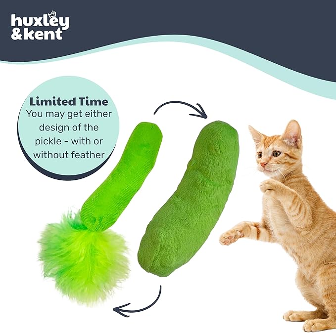 Huxley & Kent Plush Cat Toy - Interactive Catnip Toy for Cats & Kittens - Soft with Crinkle & Catnip - Fun Indoor Play - Pickle