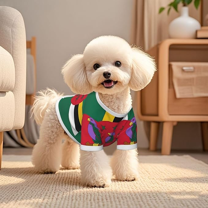 Dominica Flag Dog Shirt Pet Cotton T-Shirt Soft Breathable Dog Clothes Stretchy Puppy Outfit Doggy Tank Top Funny Outdoor Apparel Daily Wear for Small Medium Dogs Cats Green Medium