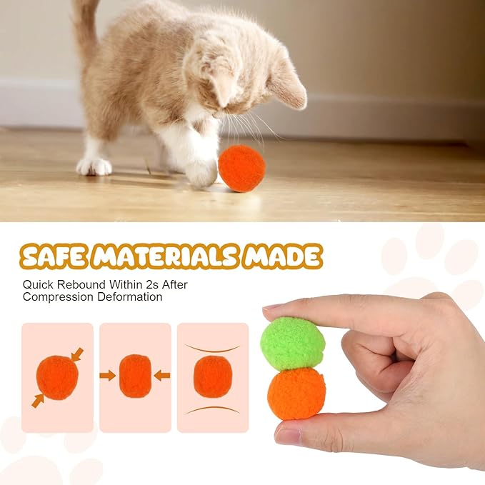 TEAWOO 50Pcs Cat Toys Pom Pom Balls with 1 Launcher Set, Interactive Cat Toy Stuff for Indoor Both Adult & Kitten Toys