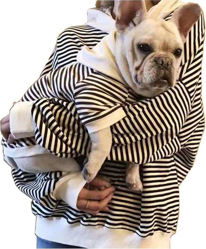 Matching Dog and Owner Clothes - Mom Dad Dog Sweatshirt Hoodie Separately Sold, Striped Sweaters for Small Dogs Cats,Cat Birthday Christmas Outfits (Large, Pet-Black)