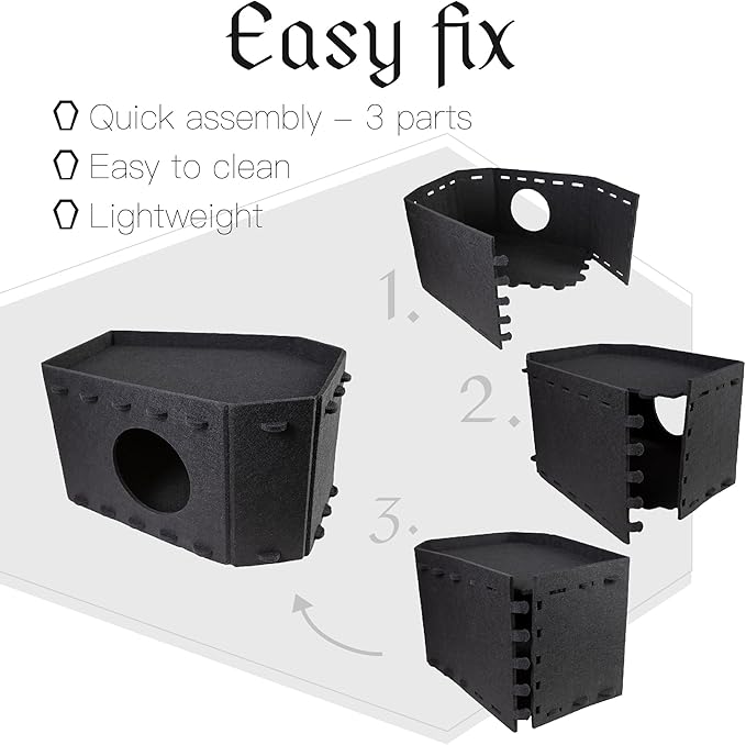 Gothic Cat Bed for Indoor Cats or Pets, Foldable as Halloween Cat House with Soft Cushion for Goth Bed, Gothic Cat House, Coffin Shape Cat Cave Bed, Black and Red Color Halloween Cat Bed