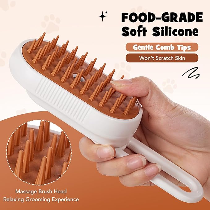 INFOX 1-Pack Cat Steam Brush, 4-in-1 Pet Steaming Grooming Brush for Cats & Dogs
