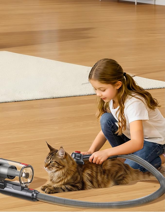 Fieety 3-in-1 Dog & Cat Hair Vacuum Brush for Grooming Compatible with Fieety U15/V7/Ultra 8/Elite 9 – Removes Loose Hair, Dander, Undercoat & Tangles – Self-Cleaning Design