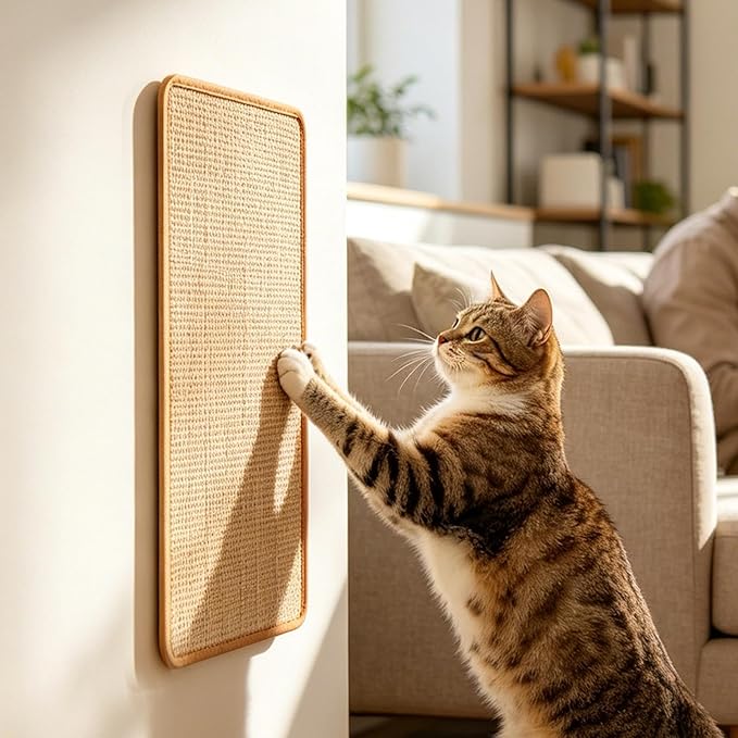 Cat Scratcher Mat | Sticky Furniture Protector Scratching Mat | Sisal Indoor Cat Scratcher - for Home Apartment Farmhouse Bedroom Balcony Sofa Bed Floor
