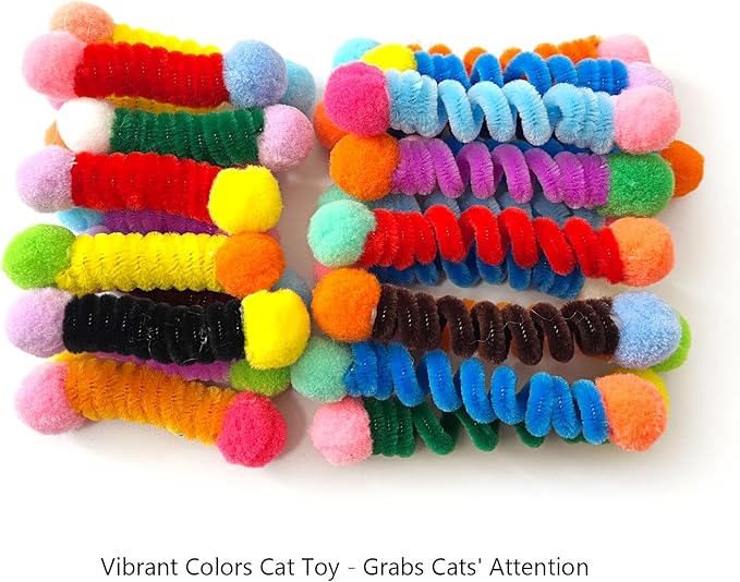 IUHKBH Fabric Cat Spring, 22 PCS Vibrant Spiral Cat Coil Interactive Cat Toys for All-Age Kitties Boredom Relief & Exercise