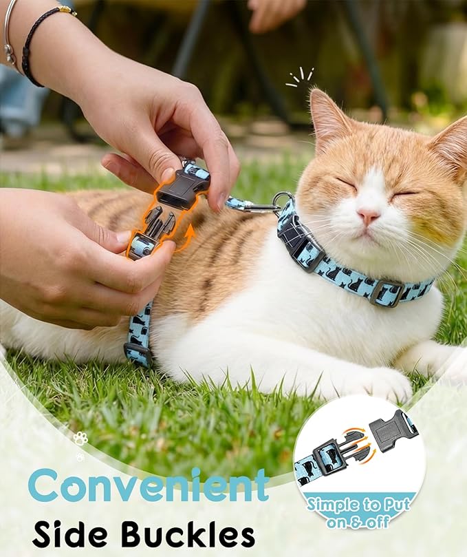Halypet 2-Pack Cat Harness and Leash Set, Escape Proof 3-in-1 Adjustable Harness for Cats, Soft Lightweight, Easy On & Control for Walking, Travel & Outdoor Use, Light Blue Kitty, Small