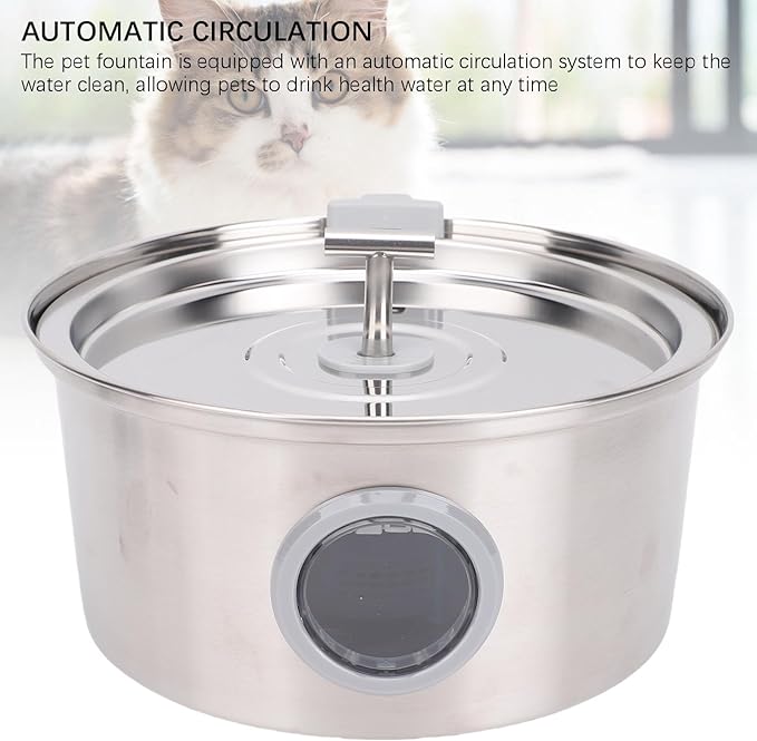 Zerodis Cat Water Fountain,3.2L Stainless Steel Automatic Circulating Indoor Dogs Water Feeder Cat Drinking Fountain Pet Water Dispenser for Indoor Pets Drinking