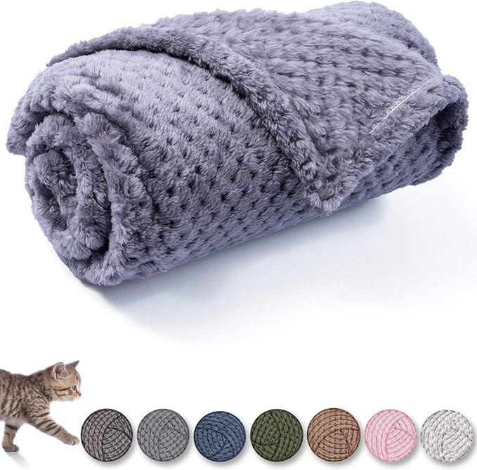 Warm Soft Fuzzy Dog or Cat Blanket, Plush Fleece Throws for Puppy, Kitten, Medium, Large Dogs - Purple (M/32" x 40")