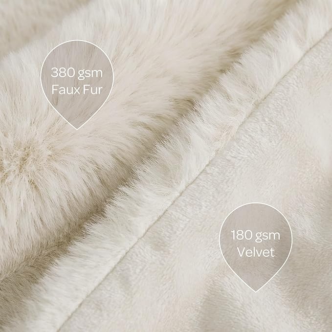 4 Cats & Dogs Pet Faux Fur Throw Blanket – Large 50"x60" Waterproof Dog Blanket, Washable Plush Throw for Cat and Dog, Leakproof Couch & Bed Furniture Protector, Ultra Soft Cozy Pet Blanket - Biege