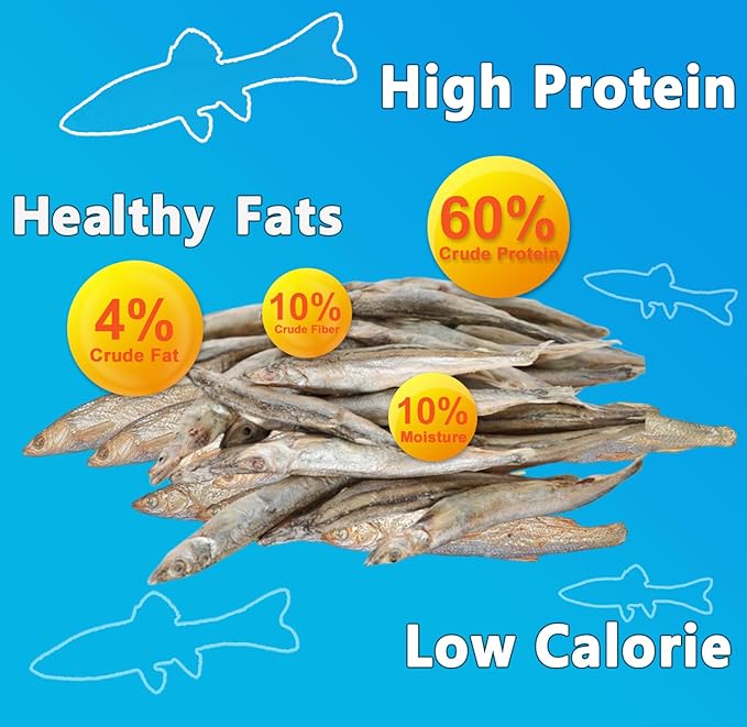 Amzey 7oz Minnows Dog Treats - Freeze Dried Minnows Cat Treats - High Protein & Premium Quality Training Treats - Bulk Package (1.6" to 2.8" Length Each)