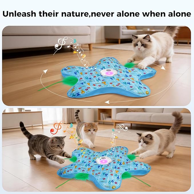Duckart Interactive Cat Toy - Hide and Seek Automatic Cat Toy with Birdcall, Rechargeable & 3 Speeds, Auto Sleep/Wake Mode Kitten Toys, Safe ABS Material Cat Toys for Bored Indoor Adult Cats