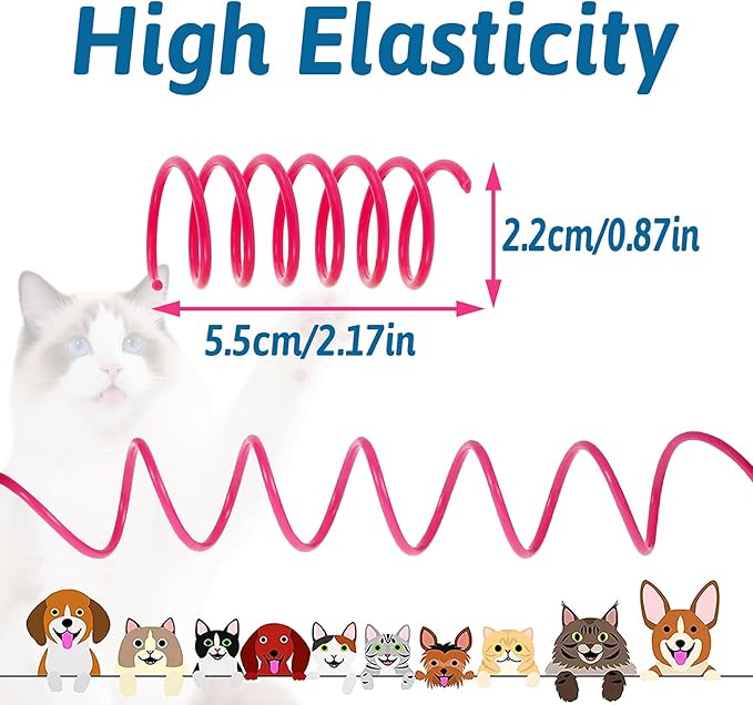 Cat Toy Springs - 80 Pack Colorful Spring Toys for Cats, Bouncy Plastic Cat Spring Toy, Interactive Springs Cat Toys & Cat Toys for Indoor Cats