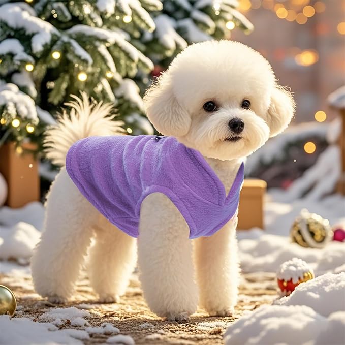 Rbenxia 4 Piece of Rose Red Dog Sweater with Leash Ring Soft Fleece Vest Dog Pullover Warm Jacket Pet Dogs Clothes Winter Dogs Outfits for Small Puppy Cat Pets (Rose Red+Red+Blue+Purple, Medium)