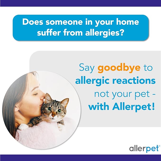 Allerpet Cat Dander Remover w/Free Applicator Mitt - Effective Cat Dander Reduction - Anti Allergen Solution Made in USA - 2 Pack (12oz)