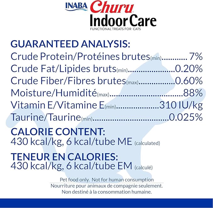 INABA Churu for Cats, Functional, Creamy Lickable Purée Cat Treat for Indoor Care and Hairball Control, 0.5 Ounces Each, 48 Tubes (4 per Pack), 2 Flavor Tuna and Chicken Variety Pack