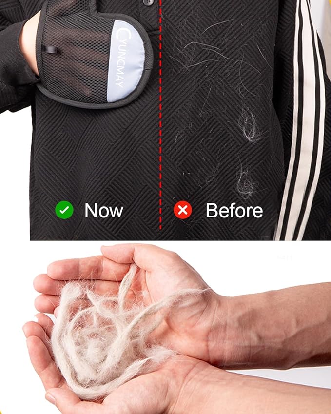 2 PCS Pet Hair Remover Electrostatic Gloves, Reusable Pet Hair Removal Glove for Dogs/Cats, Ergonomic Pet Grooming Gloves for Furniture Bed Sheets Couch Clothes Carpet Car Seat