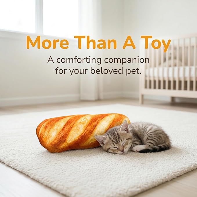 DOITOOL Catnip Toys for Indoor Cats - Bread Cat Kicker Toy & Baguette Plush for Kitten Biting & Chewing - Interactive Kitty Kick Sticks for Exercise & Boredom Relief - 7 Inch