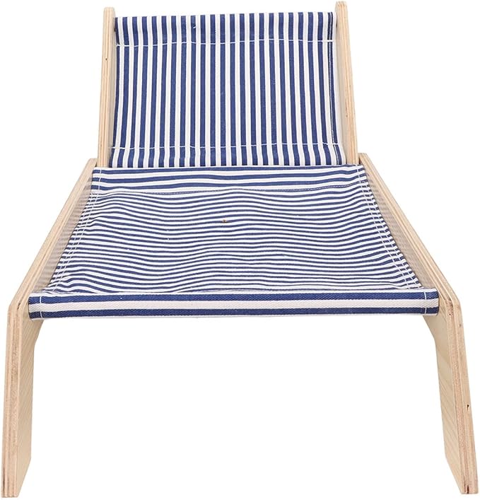 Cat Hammock Bed with Wooden Frame, Anti Shaking Swing Chair for Cats, Premium Sisal and Canvas Raised Sleeping Bed with Scratcher, Minimalist Design Pet Furniture for All Seasons (Beach Chair)