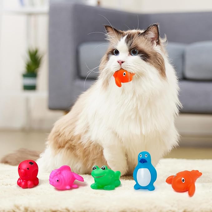 Cat Pool Toy, Water Toys for Cats, Best Cat Toys for Bored Indoor Cats, Hunting Toys for Indoor Catss, Portable Play Mat, Pet Swimming Pool for Self Play Enrichment (1pcs Pool + 6pcs Toy)