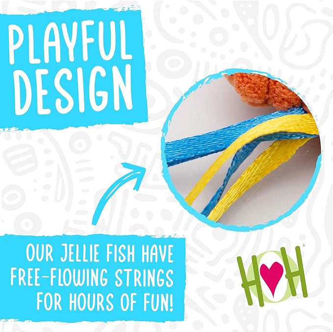 HuggleKats Cat Toys - Kitten Toys for Bored Indoor Cats, Perfect for Moving, Exercise, Biting & Chewing - Jellie Fish (3 Pack)