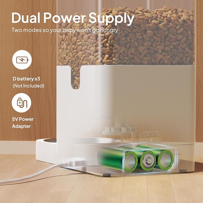 VOLUAS Automatic Cat Feeders - Dry Food Dispenser with Timer, Desiccant Bag, Programmable Portion Size Control 4 Meals Per Day, 10s Voice Recorder