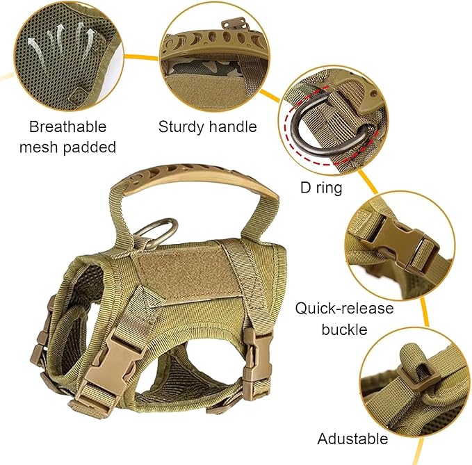 Tactical Cat Harness, Escape Proof Cat Harness with Customizable Patches, Adjustable Military Style Design, Optional Leash (Red)
