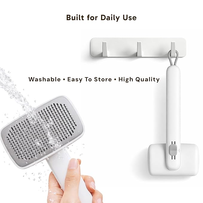 Wolfster Self Cleaning Deshedding Cat Brush for Dogs & Cats - Skin Friendly Shading Brusn, Friendly Pet Sliker Brush for Long & Short Hair Animals, Deshedding Tool for pet supplies (White)