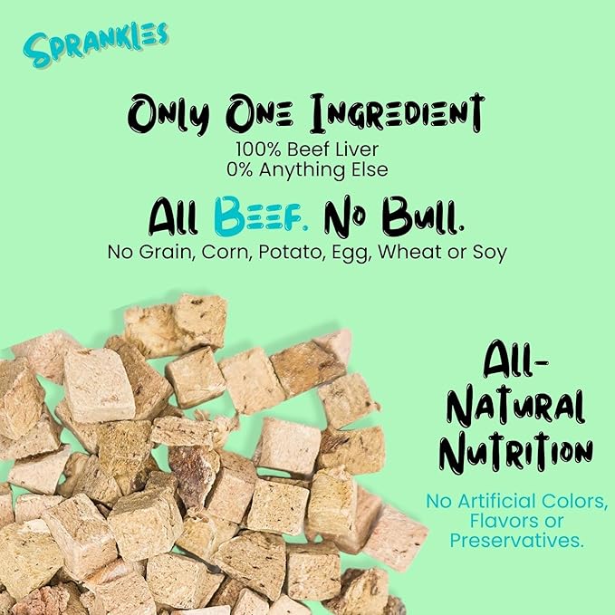 Freeze Dried Beef Liver Treats for Cats & Dogs - Single Ingredient All Natural Grain-Free, High Protein, Made in USA - Perfect for Training, Topper or Snack