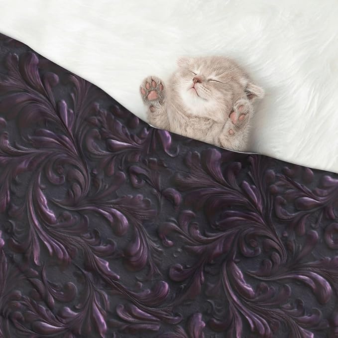 Cat Dog Blanket Deep Aubergine Metallic Foil with Organic Swirl Ultra Soft Warming Mat for Indoor Pet Beds Furniture 27.6 X 19.7inch