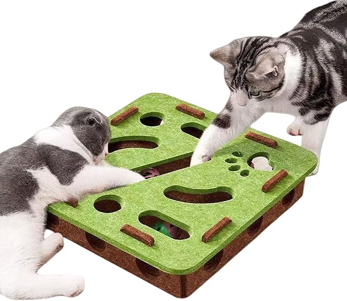 1 Pack Interactive Cat Puzzle Maze Toy – Felt Hide & Seek Self-Play Toy for Indoor Cats/Kittens, Encourages Natural Hunting Instincts, Fun Exercise to Cure Boredom & Mental Stimulation