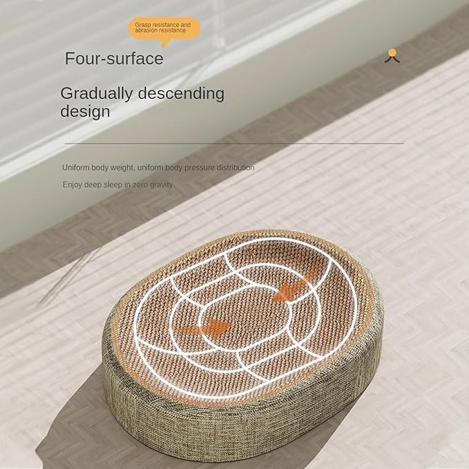 Cat Scratching Board Bed, 2 In 1 Oval Cat Scratcher Cardboard Bowl Nest, Cats Scratching Board For Indoor Cats Scratch Pad Lounge Bed, Furniture Protector From Kitten Claws For Grinding Claws And Rest