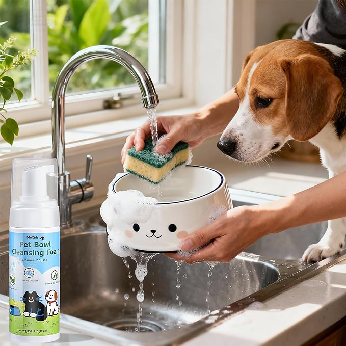 MeCids Pet Bowl Cleaning Mousse – Pet Bowl Cleaner, Natural Plant-Based, Safe & Non-Toxic, Powerful Foam for Effective Cleaning, Suitable for Cat & Dog Bowls, Pet Toys, and More
