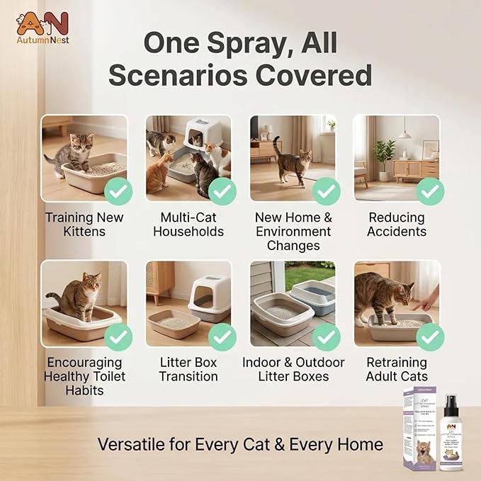 Cat Litter Training Spray, 2 Pack (300ml Total) – 150ml Each Natural Attractant for Cats & Kittens – Helps Guide Proper Litter Box Use – Indoor Toilet & Litter Box Training Aid
