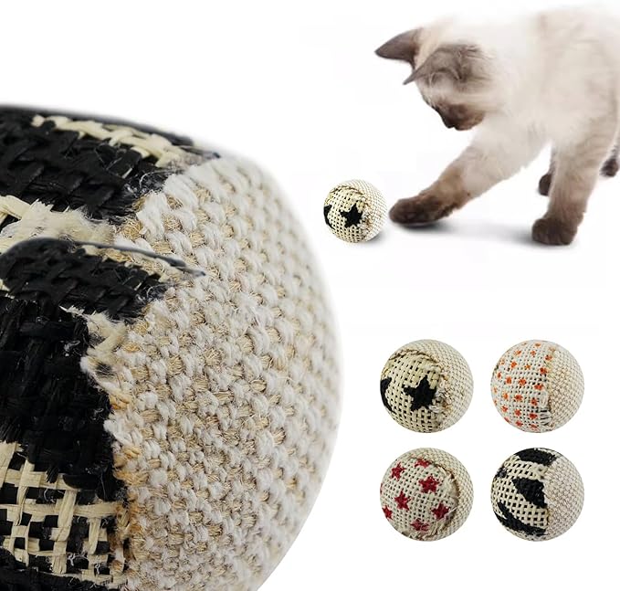 TTcat Canvas Cat Toys Balls with Bell Inside,for Indoor Cats, Interactive Toys Chew Toys for Cat Kitten,4 Pack.