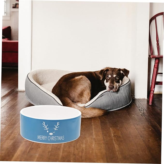 ORFOFE 1pc Christmas Elk Pattern Ceramic Cat Bowl Cute Festive Pet Food Container for Cats and Easy Holiday Feeding and Watering