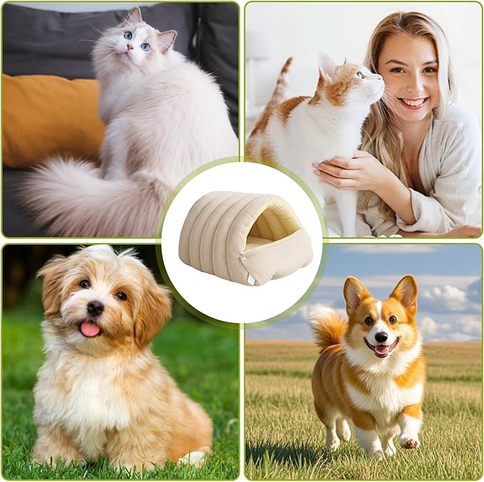 Washable Enclosed Cats House with Removable Cover Soft Plush Bed for Stress Relief Antislip Base Indoor Pet Furniture Detachable Pet Bed Cover