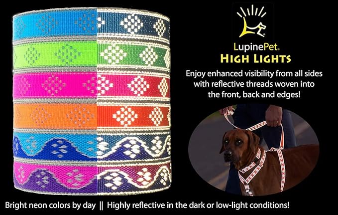Lupine Reflective Cat and Small Pet H-Style Harness in 1/2" Wide Blue Paws with 9" to 14" Adjustable Girth