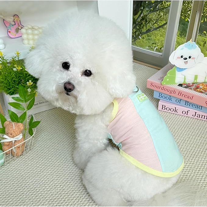 Ice Silk Fluorescent Tank top with Traction Ring, Suitable for Small/Medium Dogs, pet Dog Sun Protection Breathable Outdoor Walking Tank Top