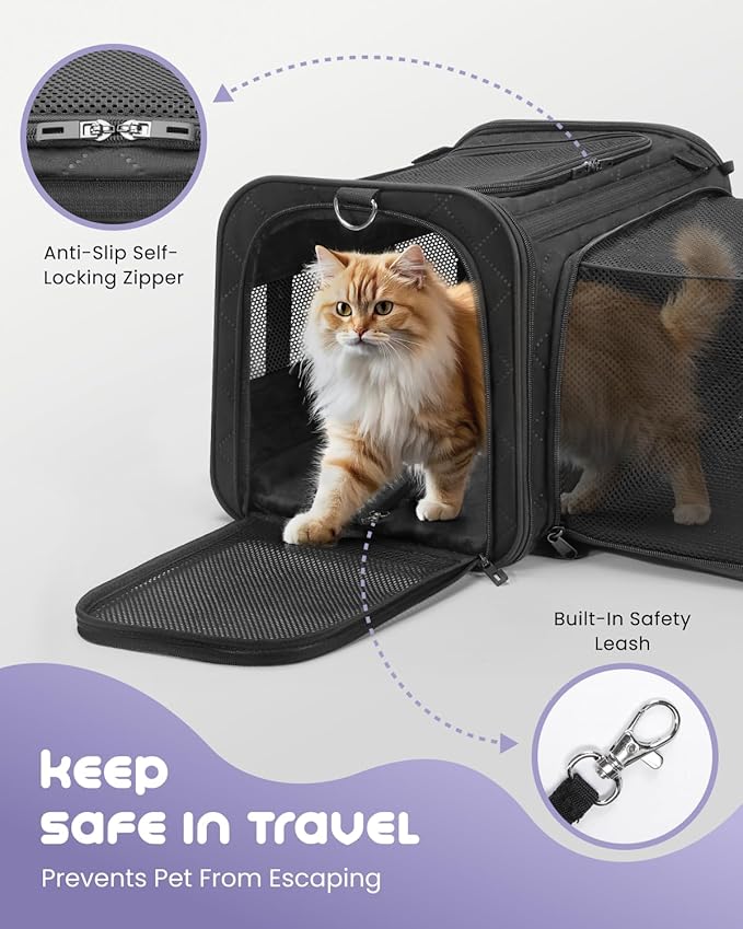 MIDOG Cat Carrier Soft for Small to Medium-Sized Cats,Up to 25 Lbs, Large Soft Sided Pet Carrier,Collapsible Travel Cat Carriy Bag(Beige,20 inch x 13 inch x 13 inch)