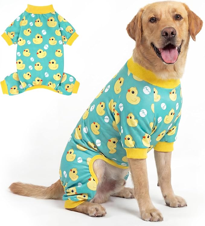 XPUDAC Dog Pajamas Soft Stretchy Duck Dog Clothes for Large Dogs Pet Jumpsuit Puppy Onesie Outfits Cat Apparel-3XL